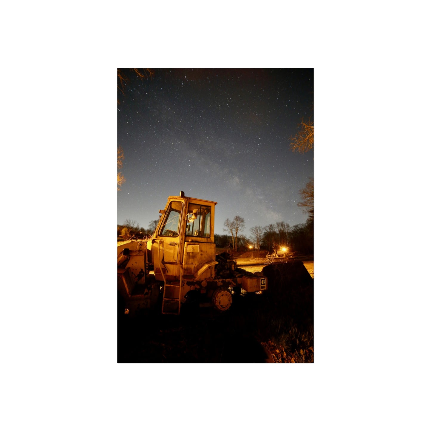 Poster - Abandoned 1970’s Front End Loader with Milky Way Background