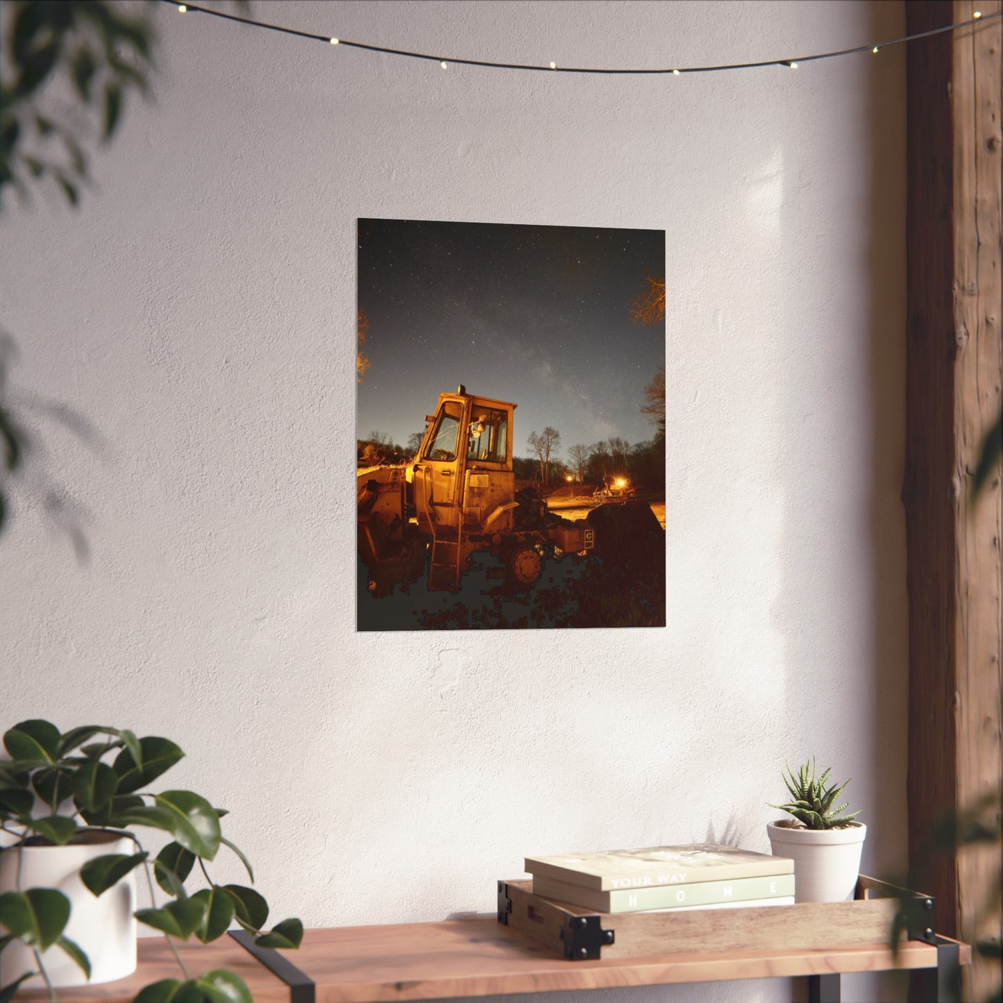 Poster - Abandoned 1970’s Front End Loader with Milky Way Background