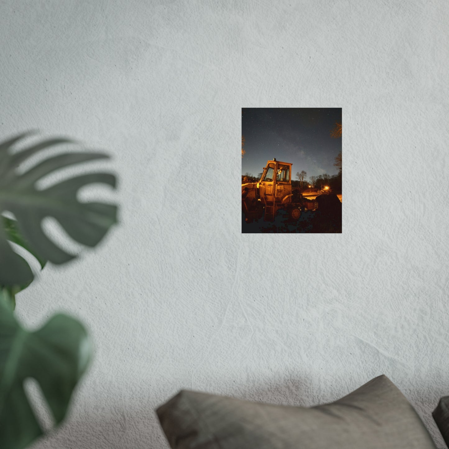 Poster - Abandoned 1970’s Front End Loader with Milky Way Background
