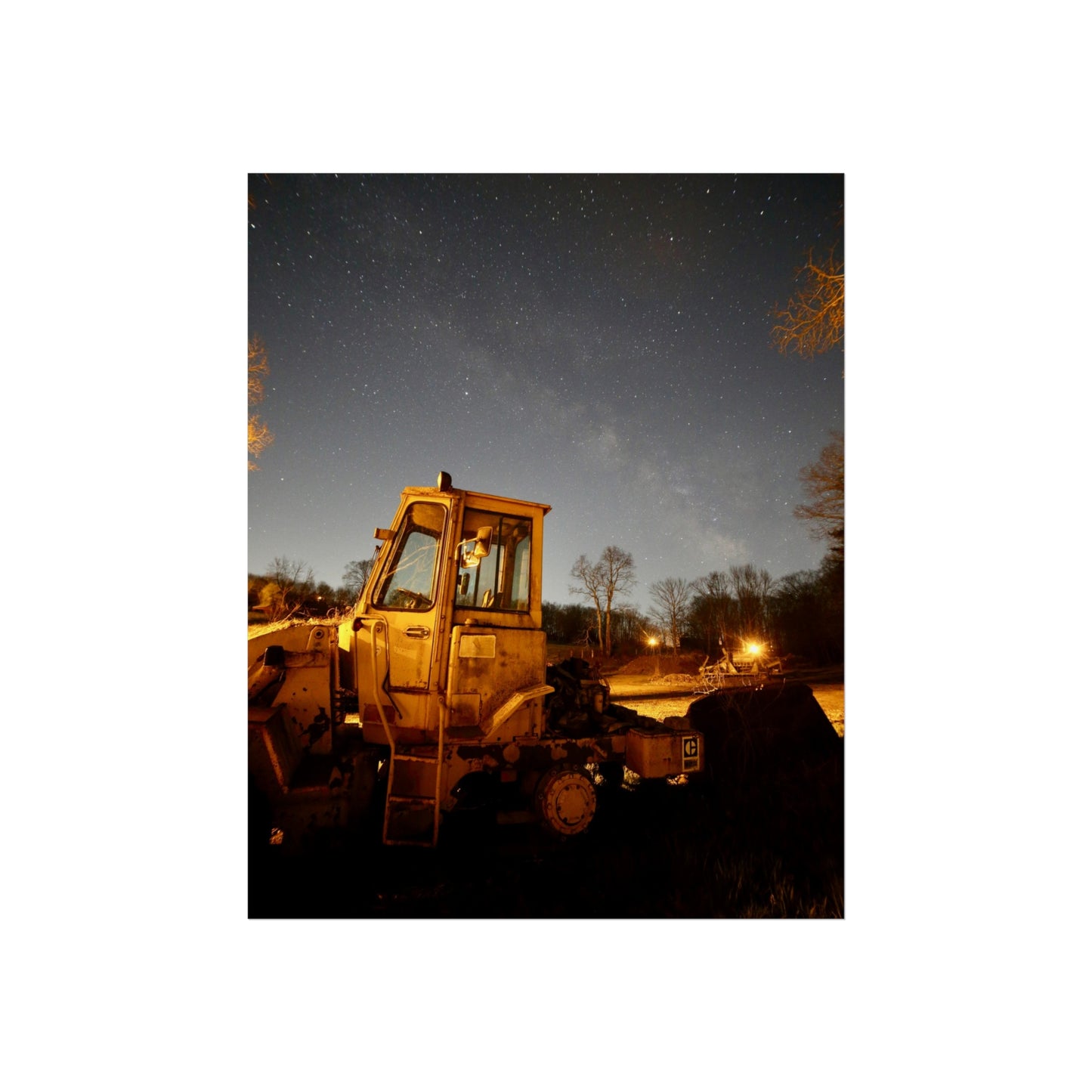Poster - Abandoned 1970’s Front End Loader with Milky Way Background