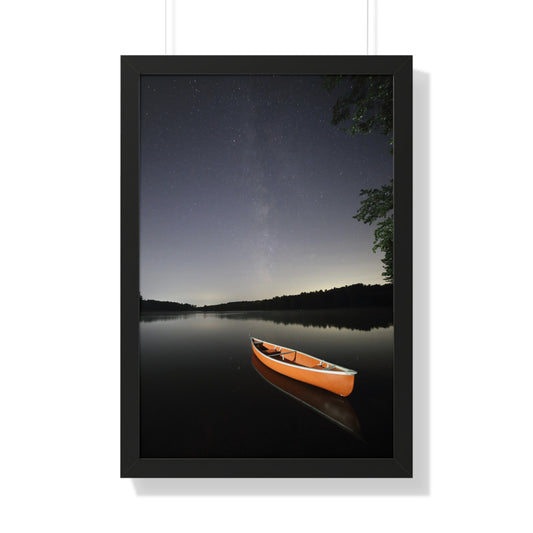 Canoeing the Milky Way Framed Vertical Poster