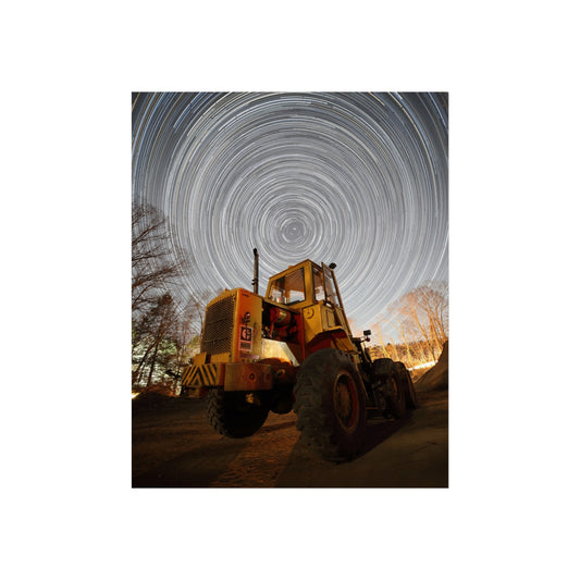 Poster Front End Loader New England Farm Star Trails