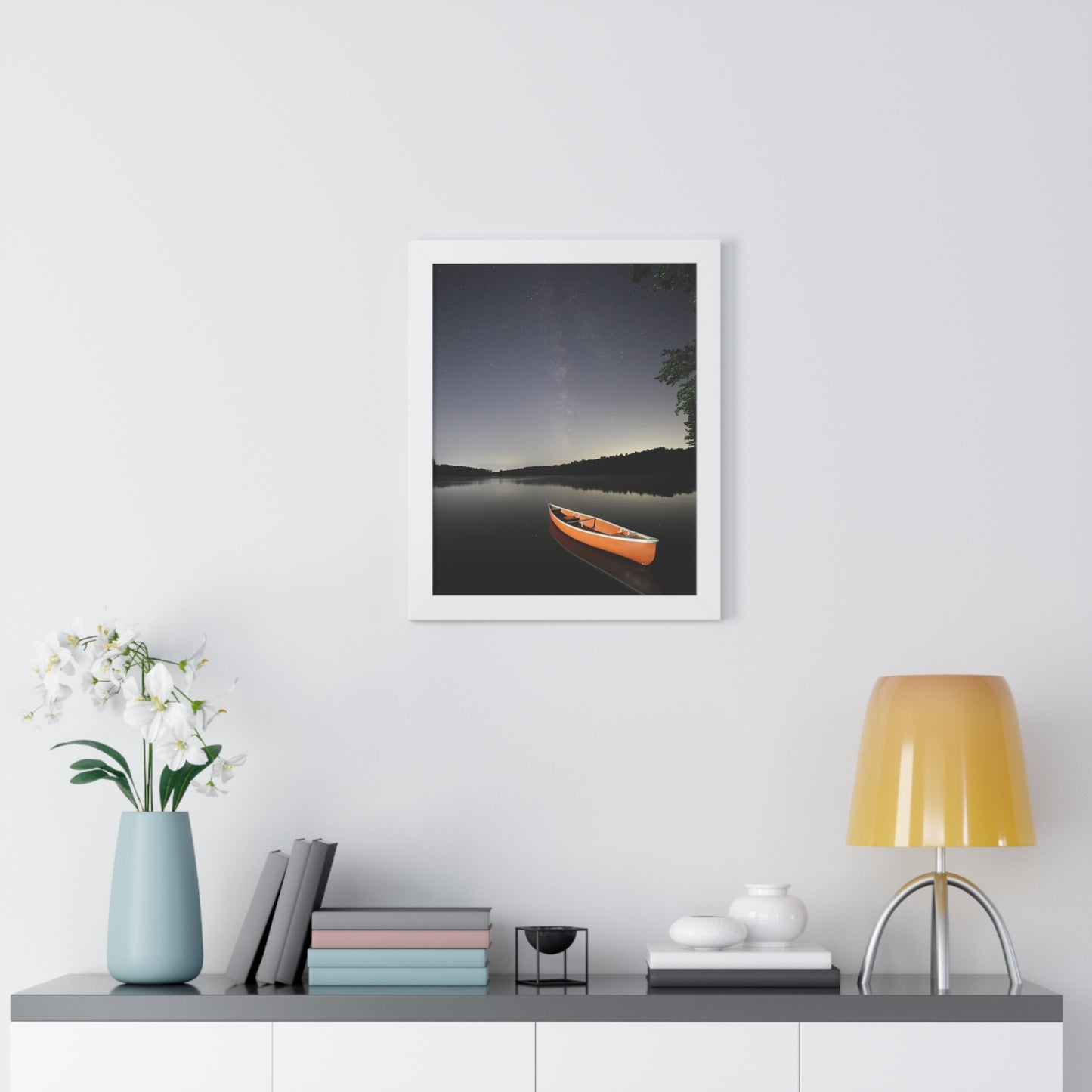 Canoeing the Milky Way Framed Vertical Poster